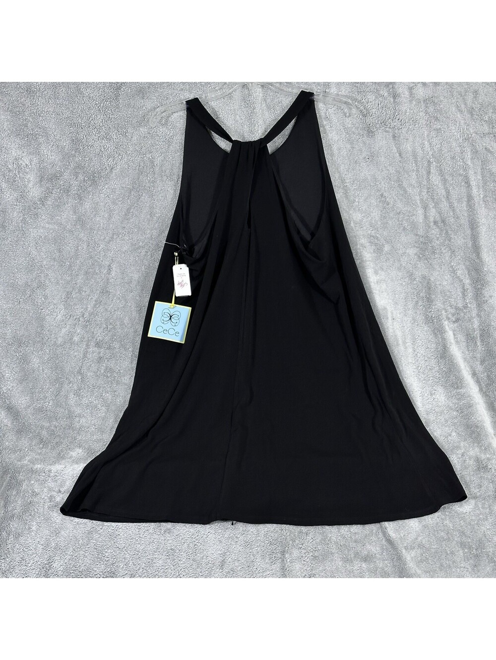 CeCe Women's Size XL Sleeveless Halter Knot Neck A-Line Dress Black New W/ Tags